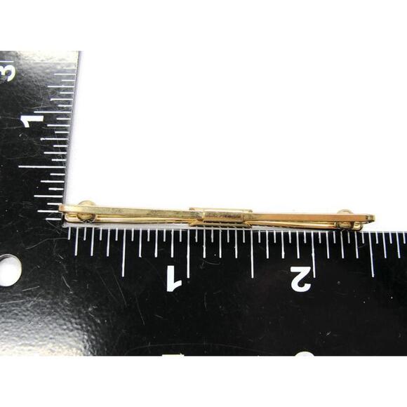 Classic Vintage Tie Collar Bar Gold Tone w Ball Ends - Picture 4 of 6